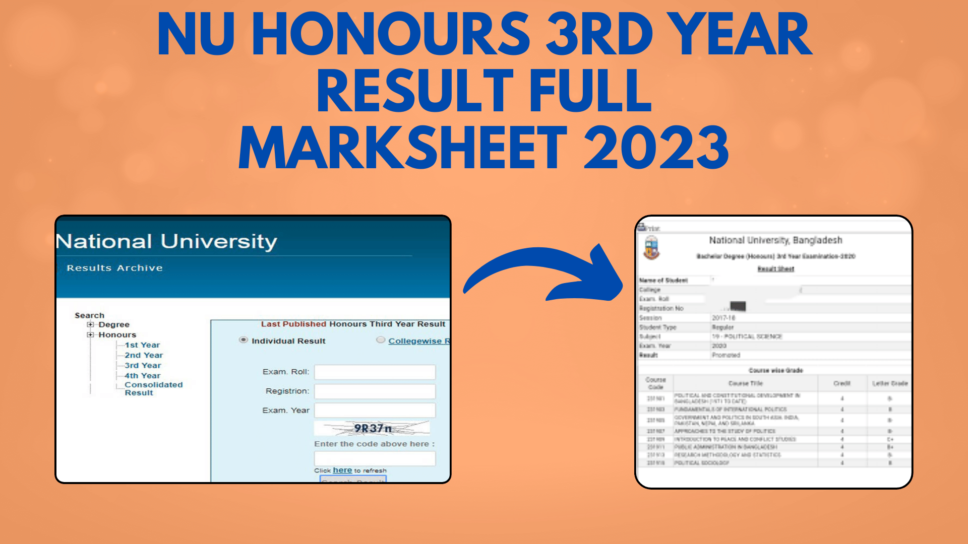 NU Honours 3rd Year Result with Marksheet 2023